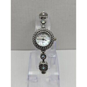 Peck And Peck Womens Marcasite Faux Opal Bracelet Watch Quartz New Battery
